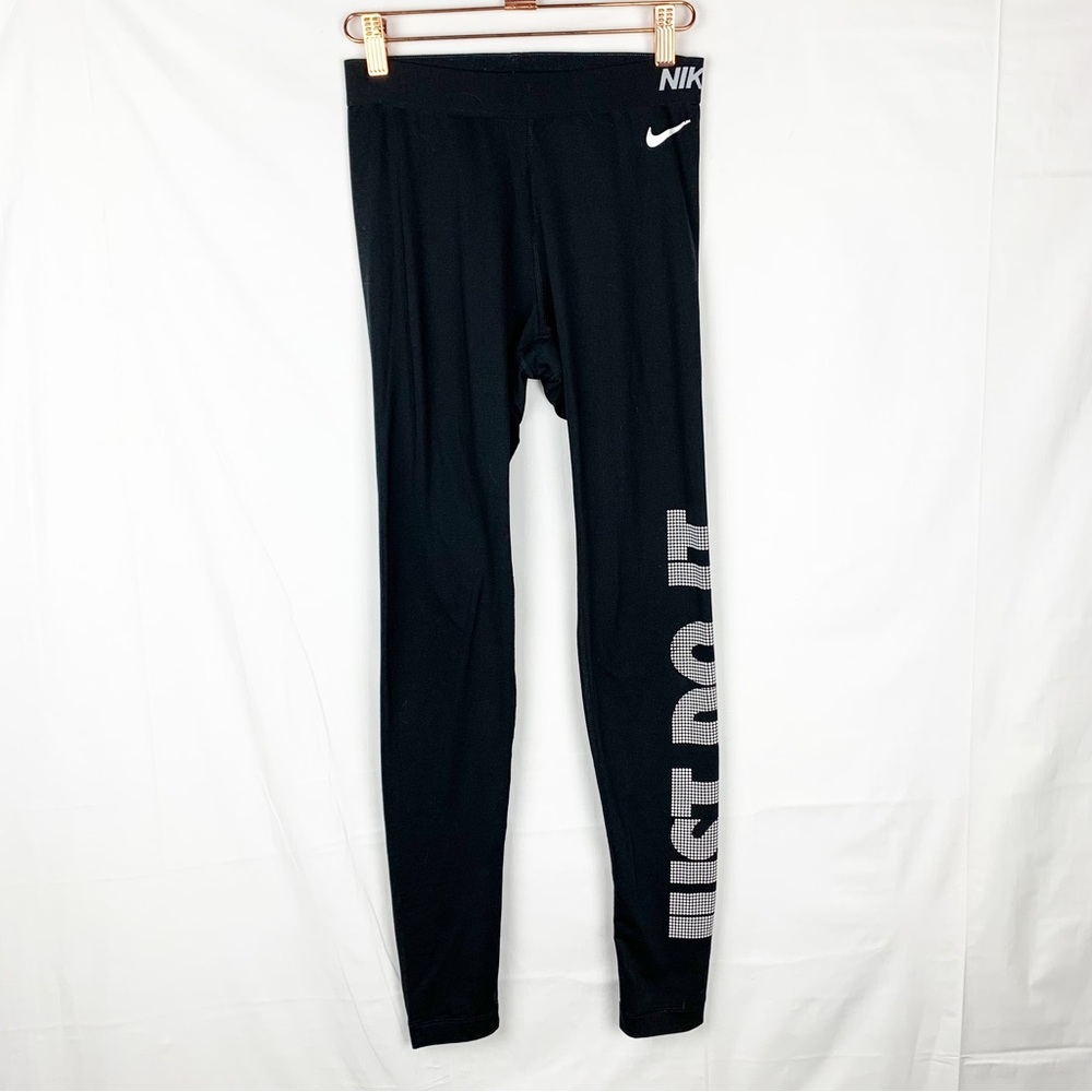 Nike Pro Dri-Fit Tights Black Just Do It Spell Out Base Layer Size S